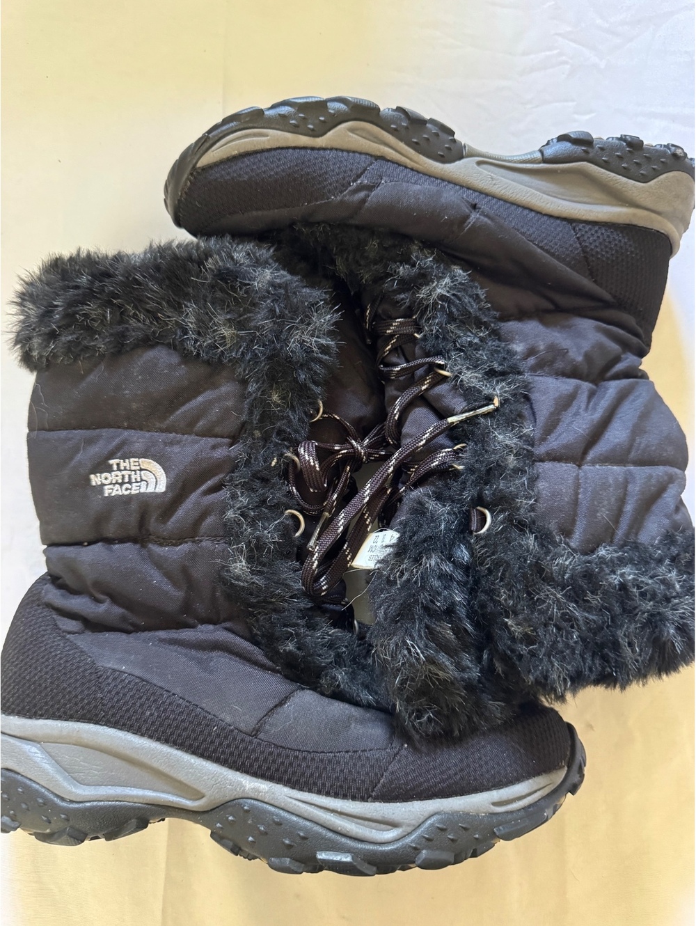 The North Face Nuptse Purna Black Faux Fur Winter Snow Boots